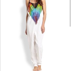 Mara Hoffman Swim Rainbow Fringe Crepe Jumpsuit
